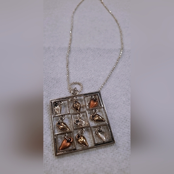 ✨Long Silver Tone Square Pendant Necklace 🌴 - Picture 2 of 8